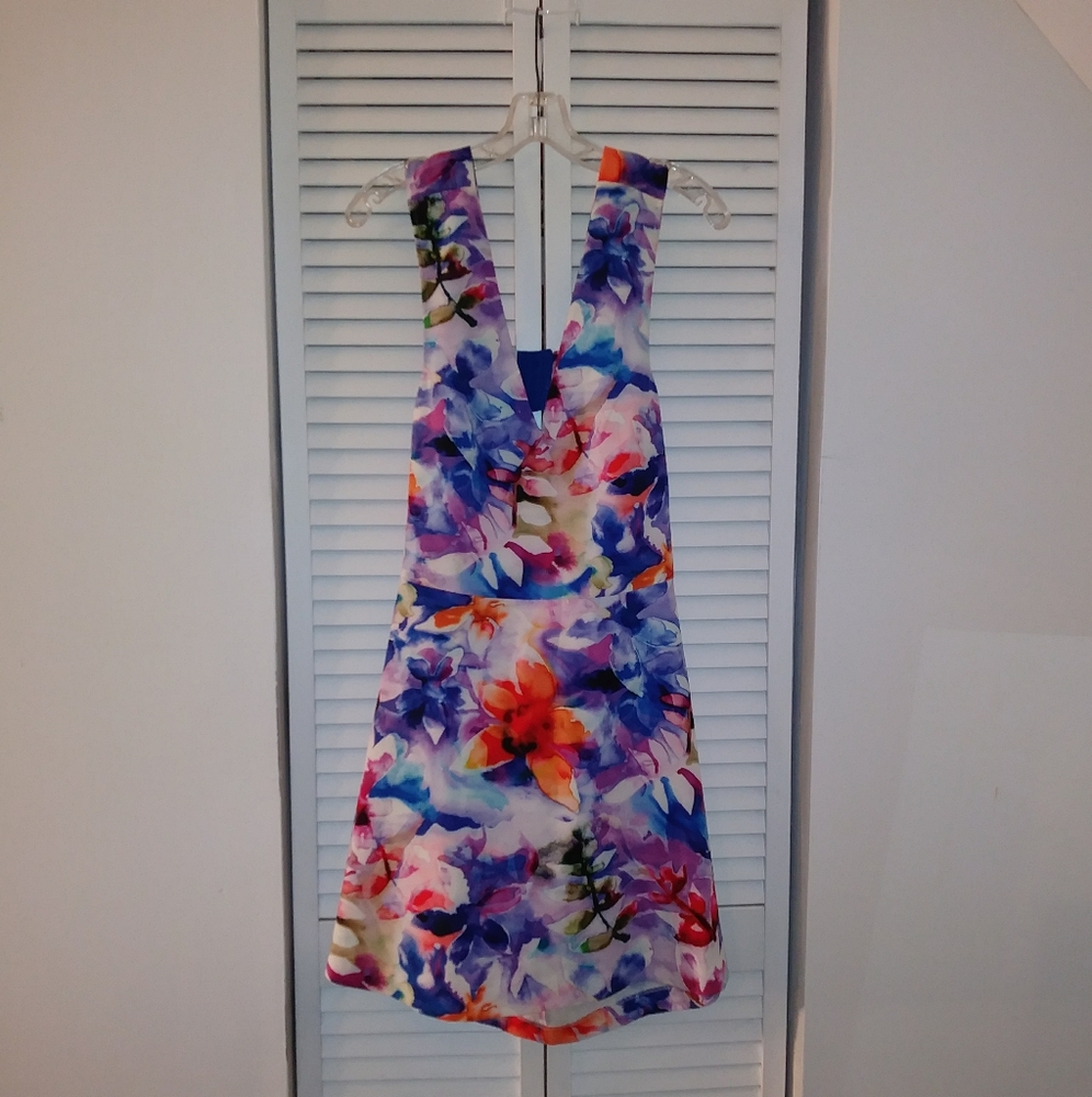 Felicity & Coco Floral print cutout dress sz Large art to wear